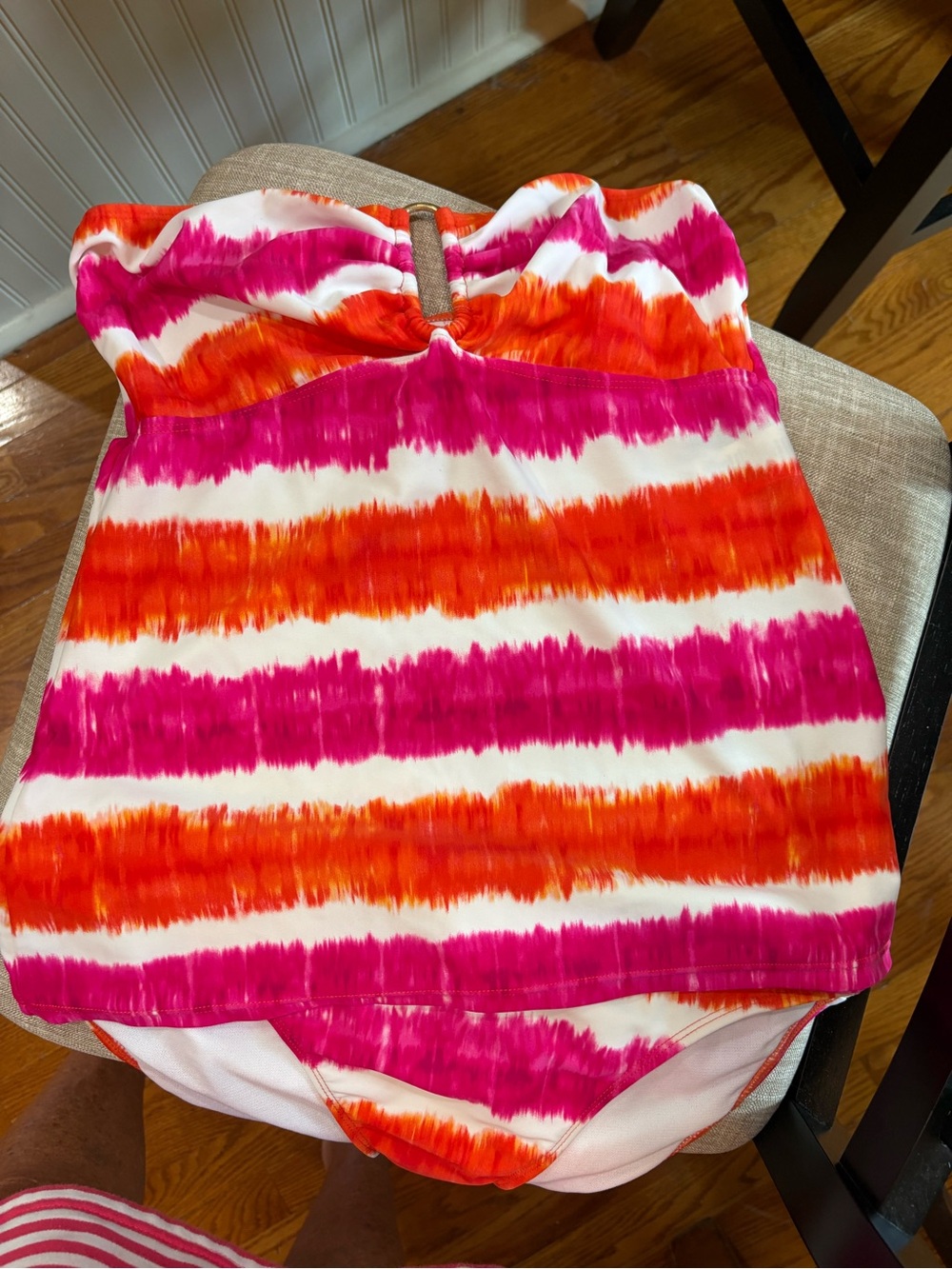 Ralph Lauren women’s  Strapless Swim Top in Pink & Orange Stripe